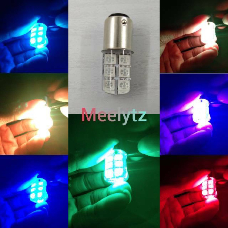 Lampu Stop Rem LED Belakang Jelly Nyala 7 Warna RGB 12 jelly Bohlam Stop Belakang LED 12 Mata LED Motor Mobil 12volt