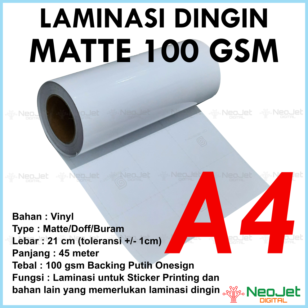 

Laminasi Dingin 100 gsm Doff Matte Buram Ukuran A4 Roll 21cm X 50 Yard Murah Mate Doft Mat Burem