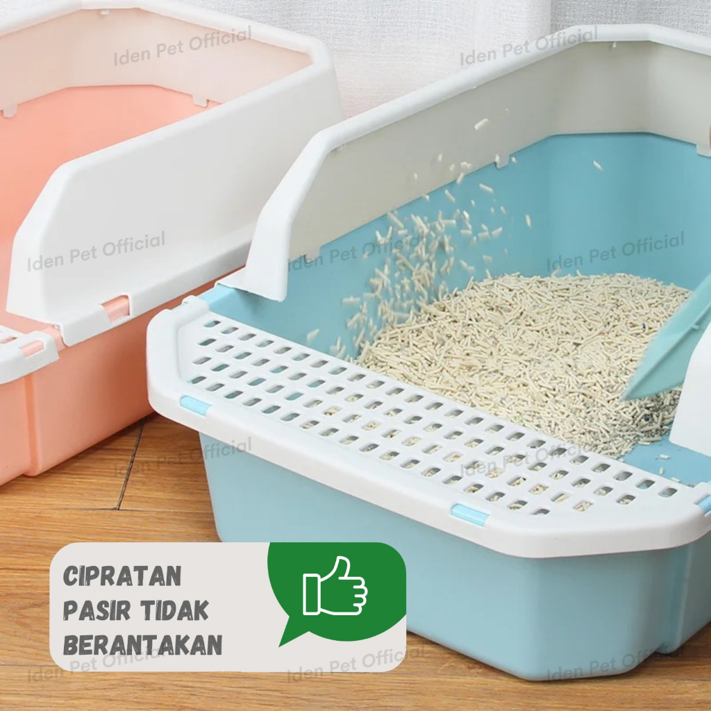 Litter Box Kucing Cat Toilet Tempat Bak Pasir Poop Kucing Baskom Pup + Sekop