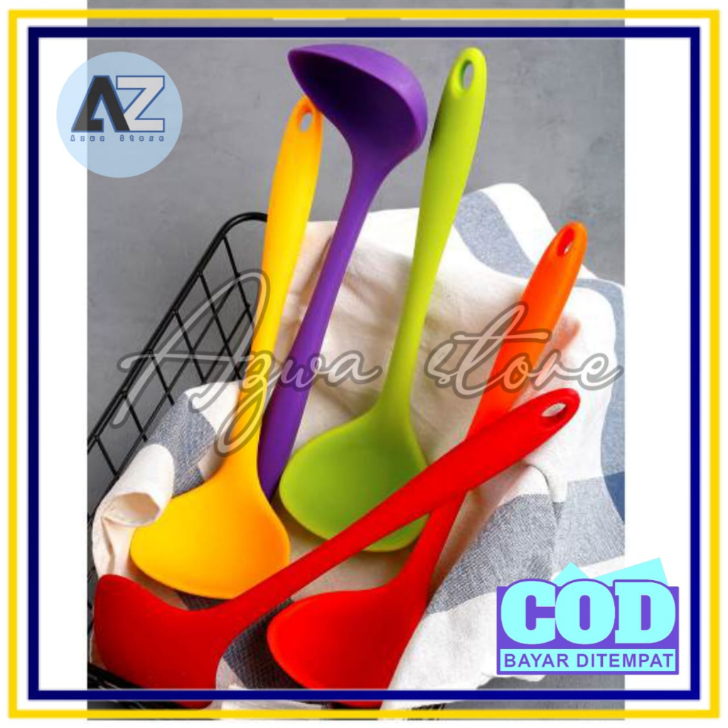 Centong Silikon Sendok Kuah Sop Sayur 28 cm Centong Masak Silicone Ladle Soup BPA Free - WARNA RANDOM