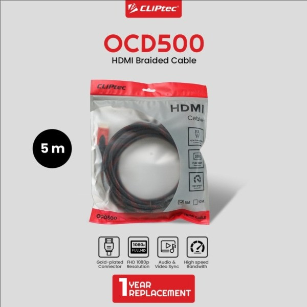 Kabel HDMI CLIPtec OCD500 5m - Kabel Hdmi to hdmi 5Meter Jaring