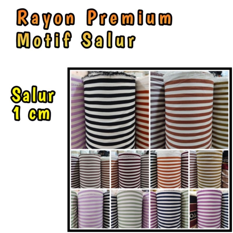 Kain Katun Rayon Viscose Premium Motif Salur ukuran 1cm Terbaru Kekinian Meteran