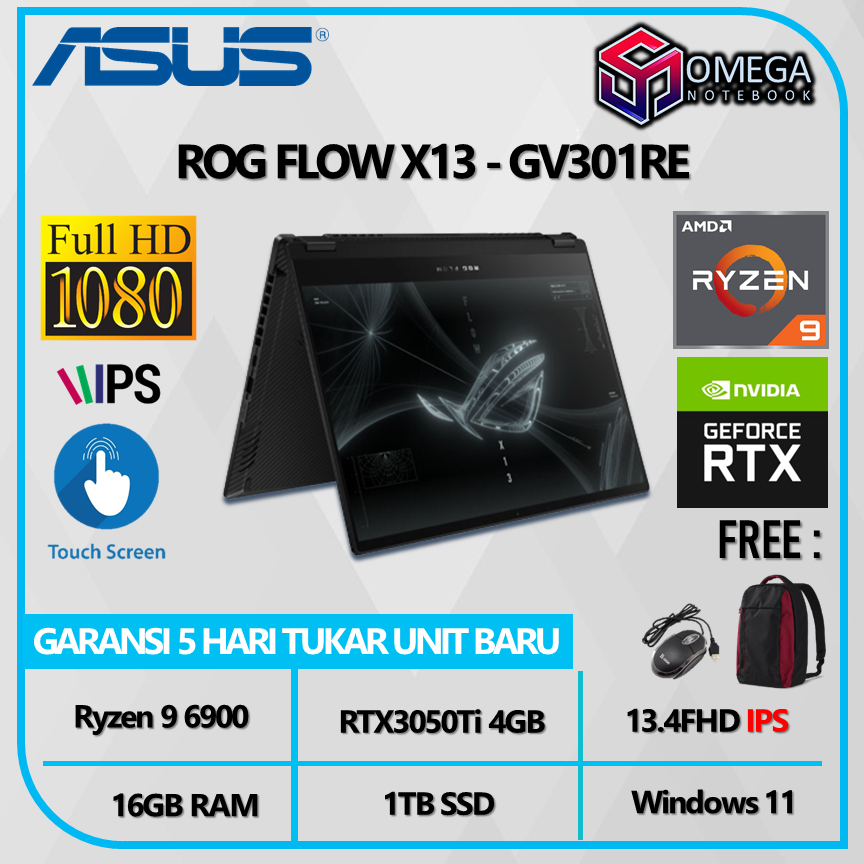 ASUS ROG FLOW X13 GV301RE RTX3050TI 4GB RYZEN 9 6900 16GB 1TBSSD 13.4FHD IPS Windows 11