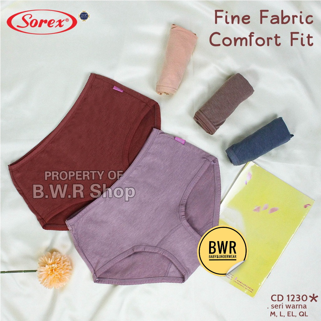 [ 3pc ] CD Sorex 1230 / Celana Dalam Wanita Midi Katun Mix Comfort Fit | Bwr