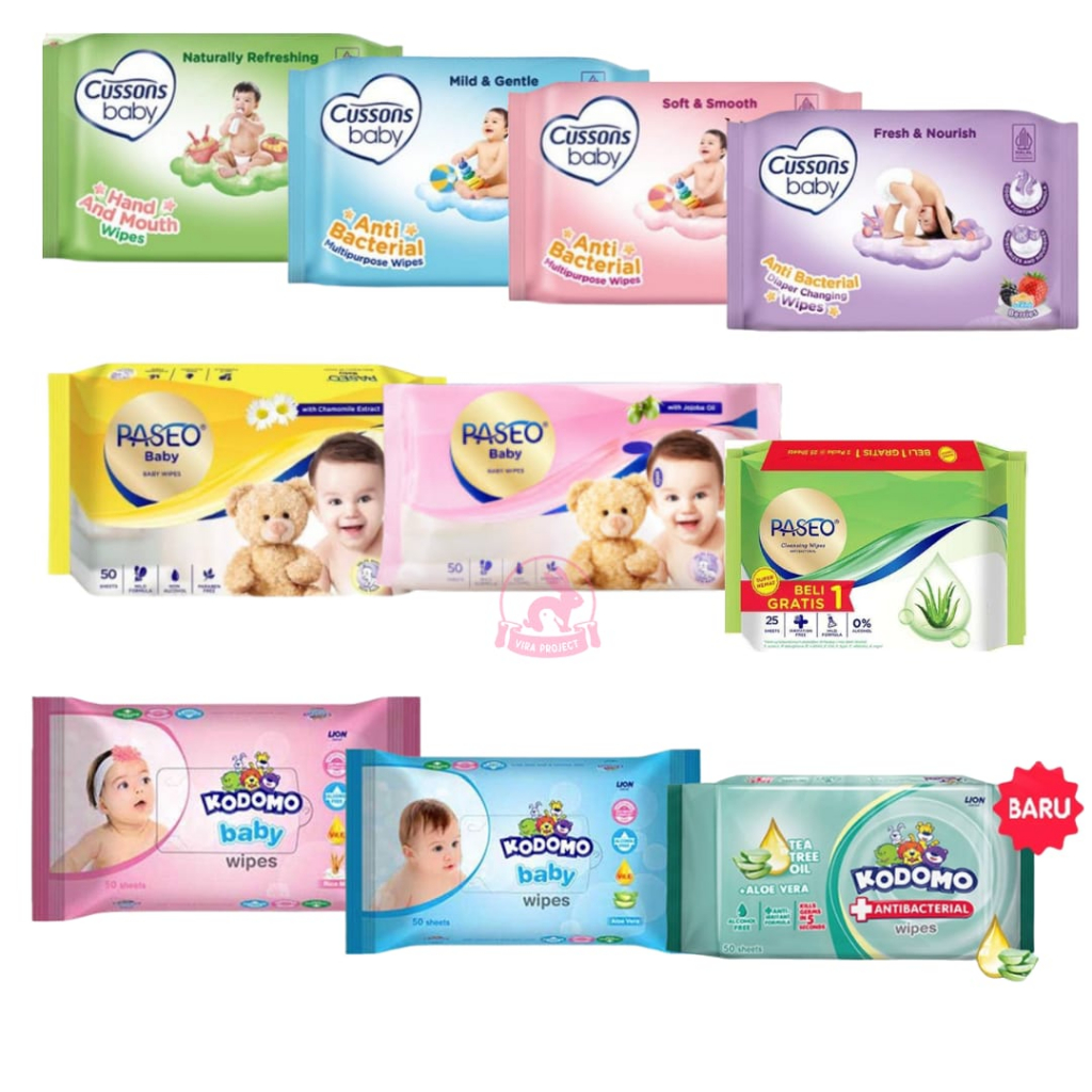 CUSSONS PASEO KODOMO BABY WIPES 50s/ TISU BASAH 50S