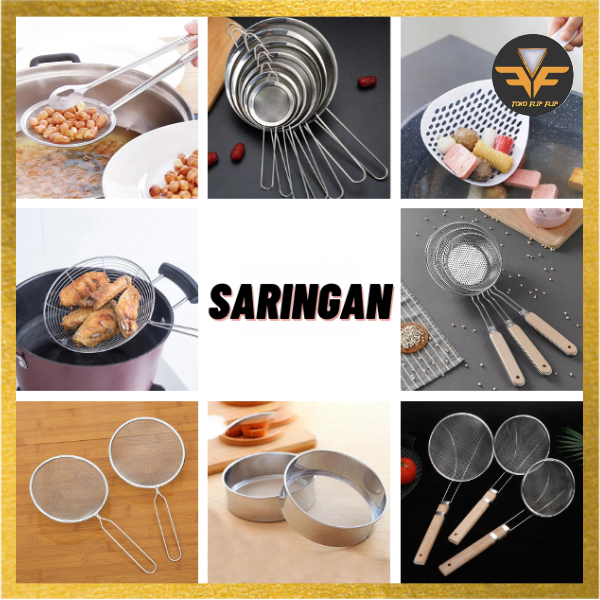 Saringan Tirisan Minyak Stainless Plastik Penggorengan Saringan Ayakan Tepung Serok Mie Mangkok Dalam Frying Spoon Saringan Goreng Ayam Kentang Daging Serbaguna Stainless Steel TERMURAH TERLARIS