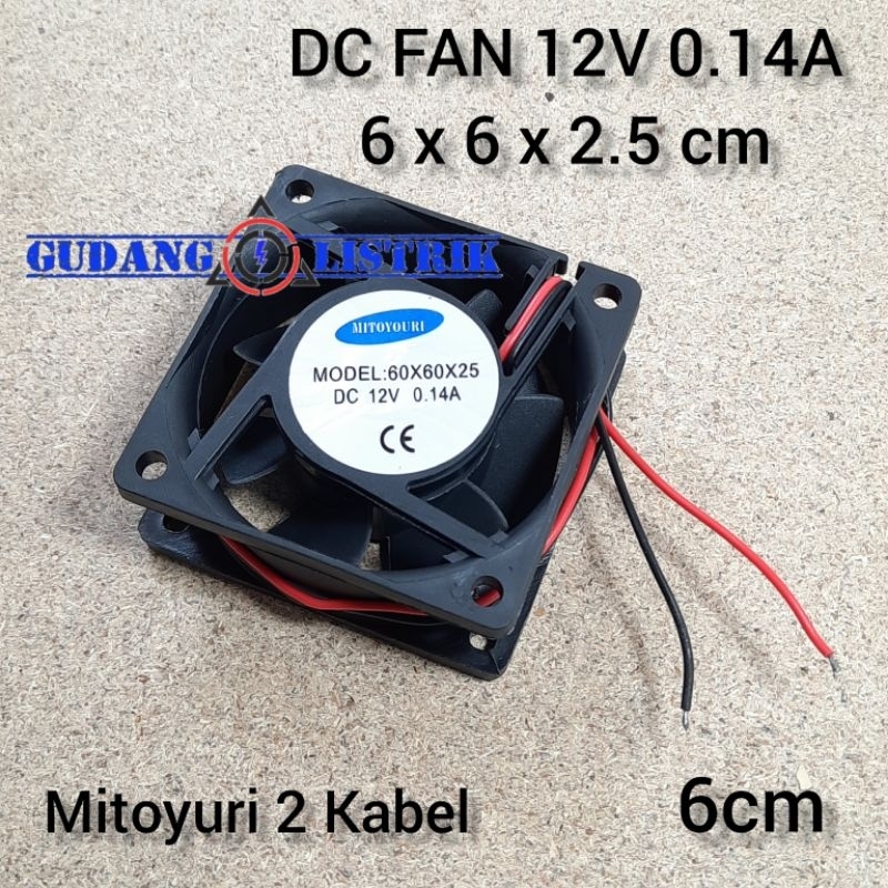 Kipas Angin DC 12V 0.14A 6cm tebal Mitoyouri DC Fan Cooler Pendingin Komponen