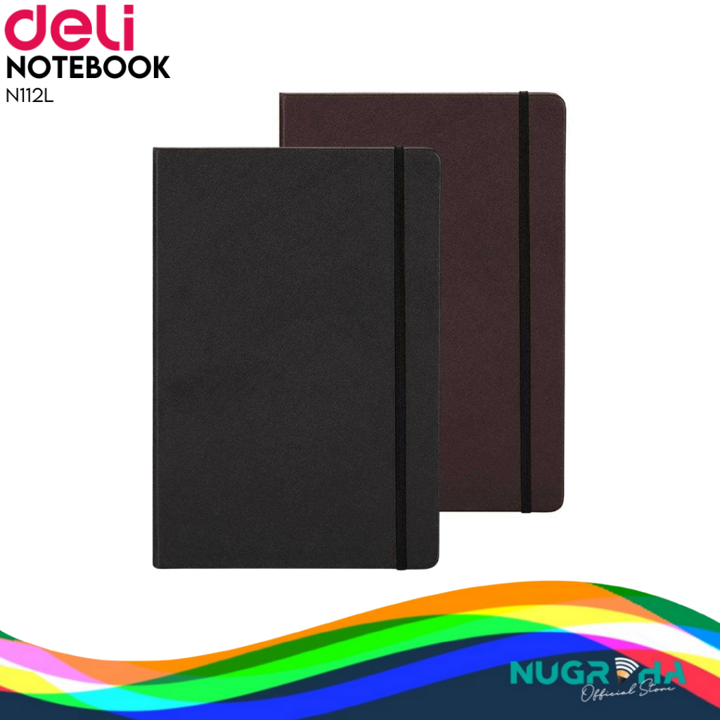 

Deli Leather Cover Notebook / Buku Catatan / Agenda Sampul Kulit A5 80 Lembar 70GSM Hard Cover EN112L