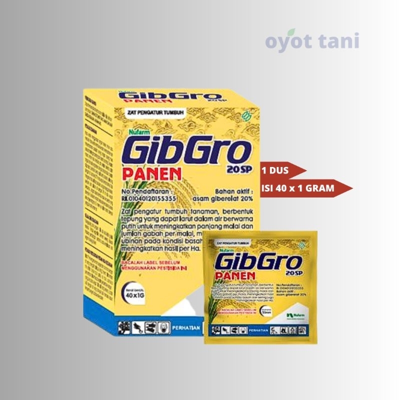 Gibgro 20SP Panen 1 gram x 40 sachet (1 Kotak) | Zat Pengatur Tumbuh (ZAT) Bahan Aktif Giberelat (GA