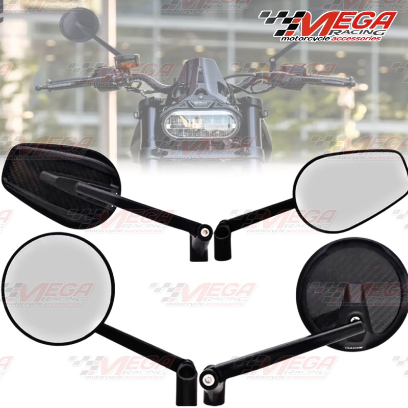 Spion Retro Oval Hitam Carbon Universal Semua Motor Nmax Mega Pro Xrider Beat Pcx Vario Vespa Primavera W175 Scoopy Vespa XSR 155 dll