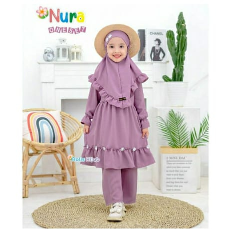 COD GAMIS ANAK MODEL NURA ONE SET ANAK PEREMPUAN BAHAN CRINKEL USIA 1-8 THN HOME INDUSTRY