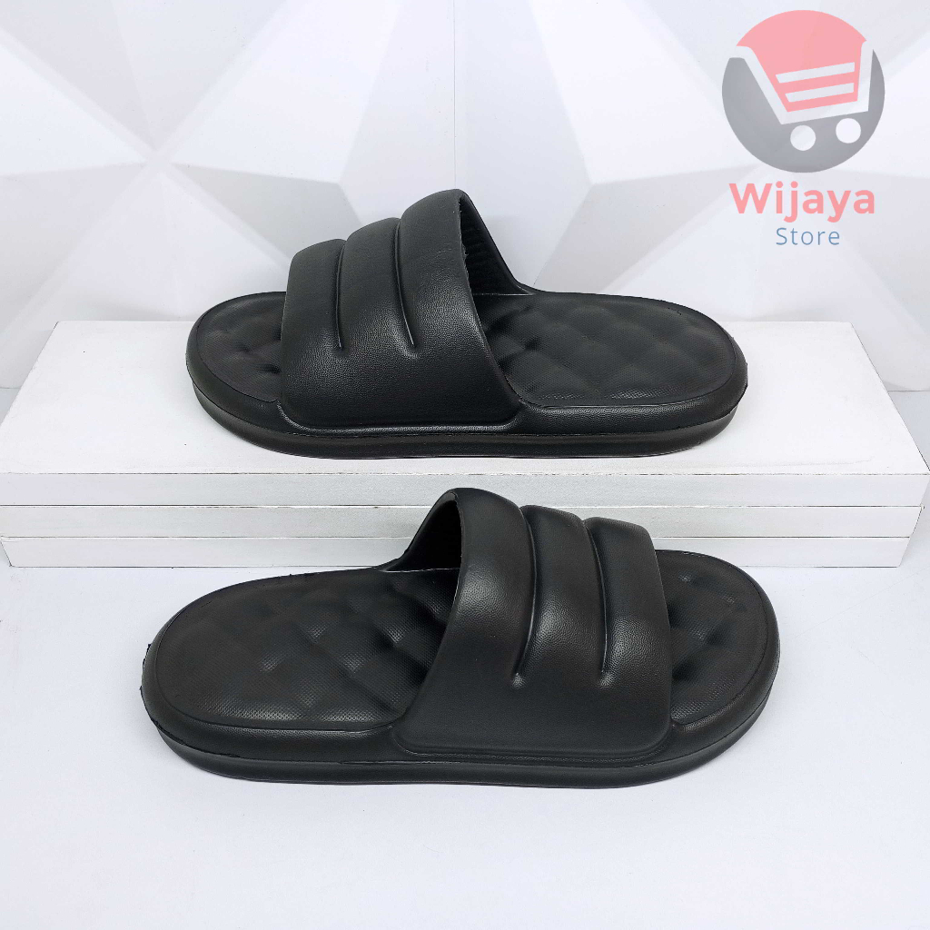 Sandal Slop Wanita NACHI Sendal Bantal Empuk Slide Selop Cewek Perempuan Black Hitam 005