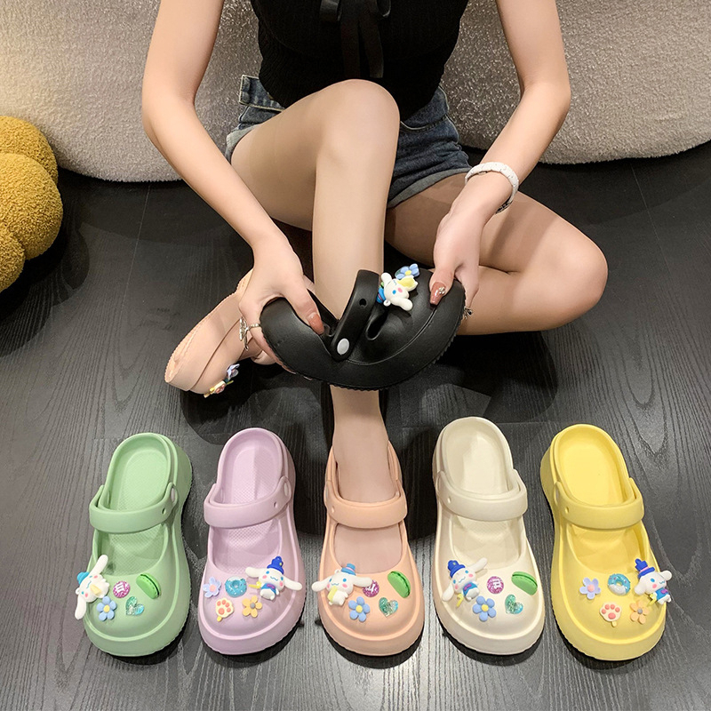 Lazy Bear Sepatu Sendal Jibbitz Slip On H26 Sendal Selop Platform Lucu Kekinian/Sendal Jelly Fuji