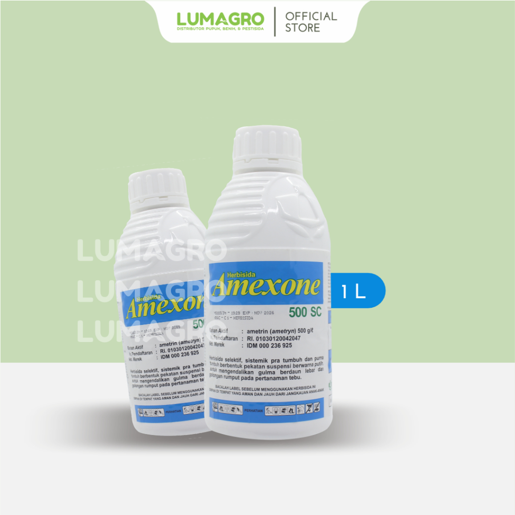 Herbisida Amexone 500SC 1L Ametrin Pembasmi Gulma Selektif Tanaman Tebu Nanas Pisang Sampai Akar