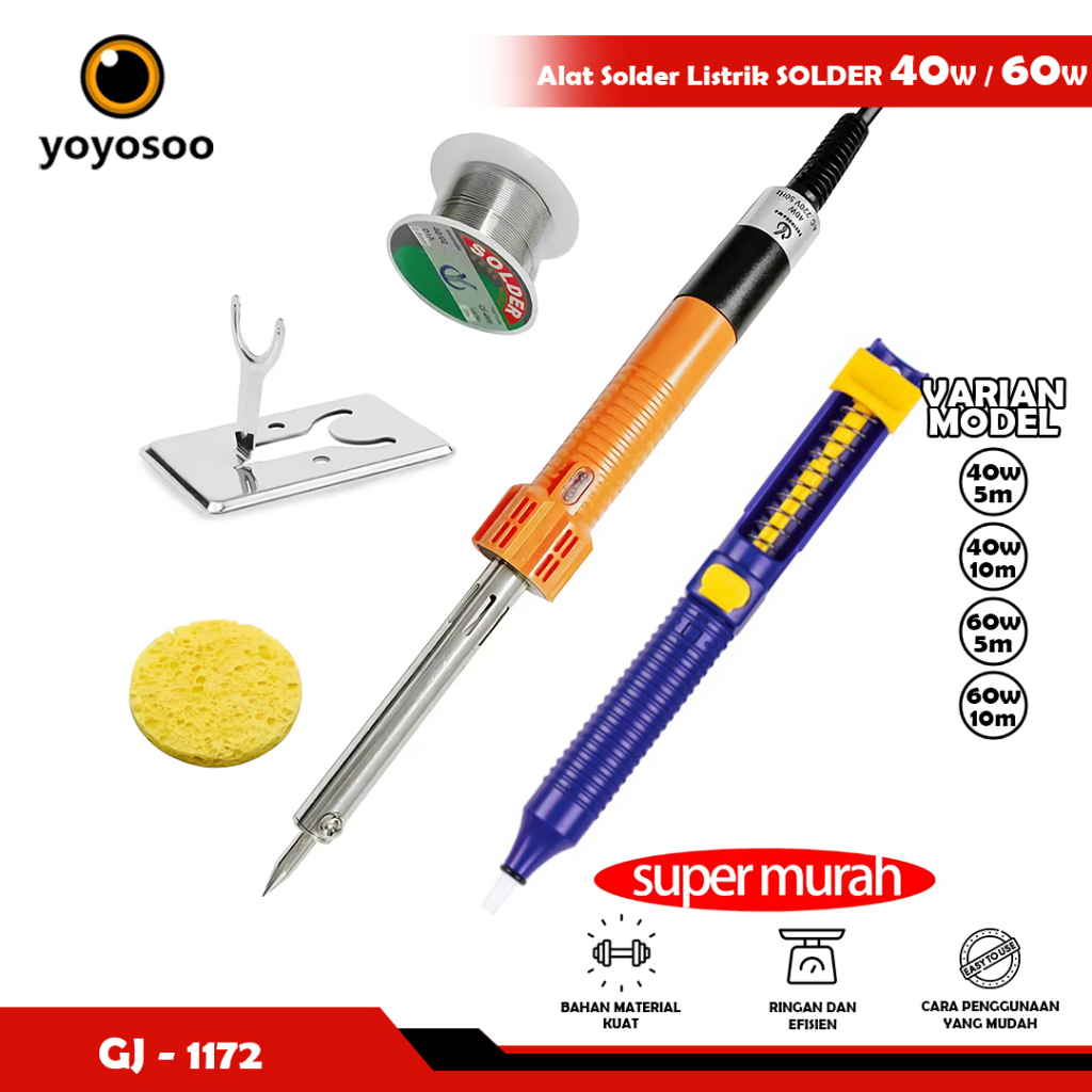 ALAT PAKET SOLDER LISTRIK / PENYEDOT TIMAH,HOLDER,SPON &amp; TIMAH KAWAT - YOYOSOO