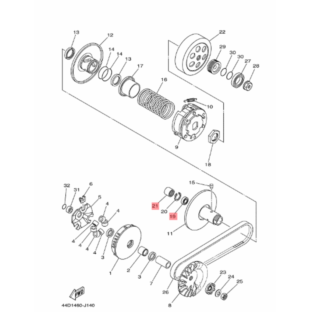 Bearing laher bambu dan 6901 pully puli puly pulley secondary cvt xeon karbu rc gt aerox 125 ygp