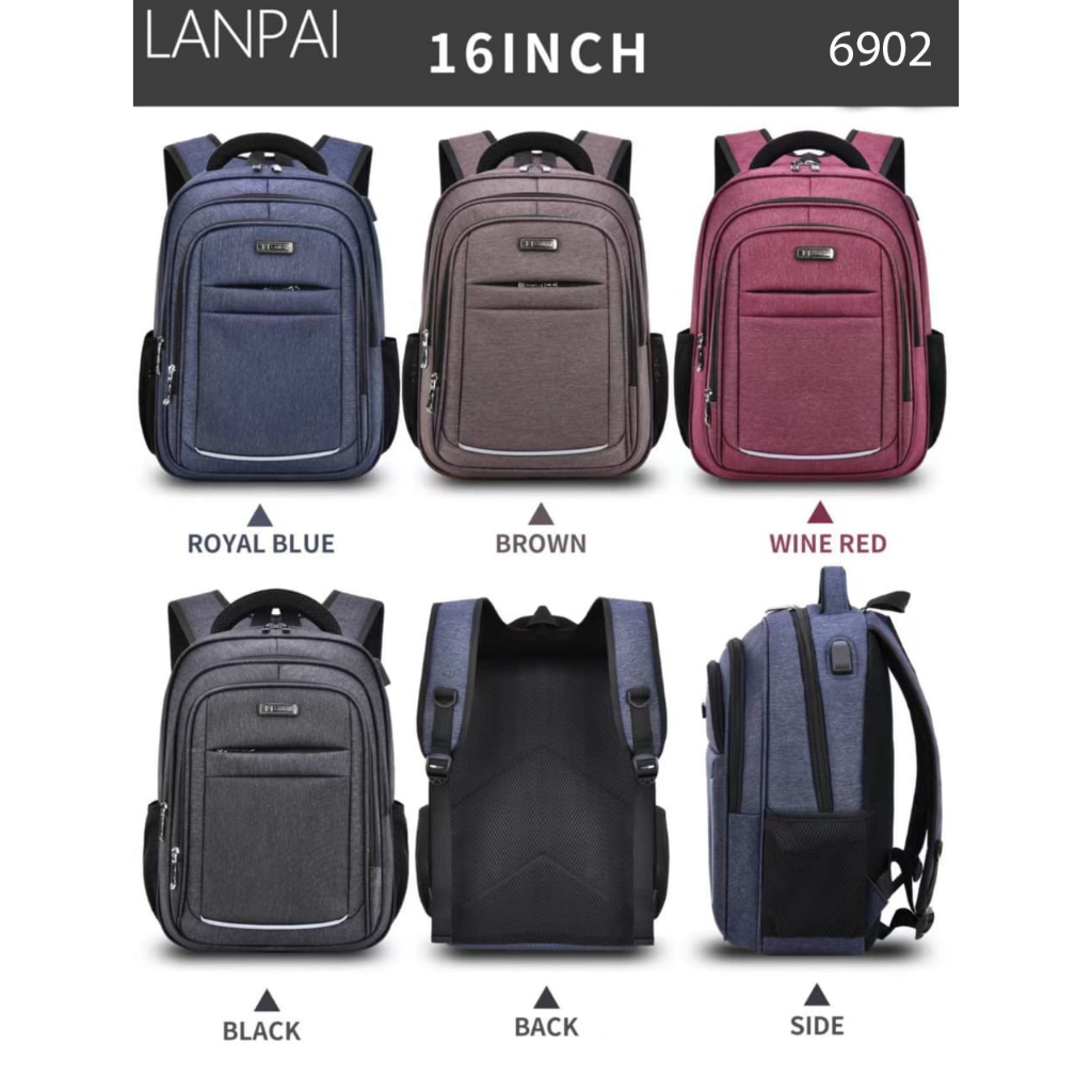 LANPAI Tas Pria Ransel Laptop 16 inc Tas Sekolah SD-SMP Ransel Remaja Tas Polo Backpack Import USB Portable Waterproof