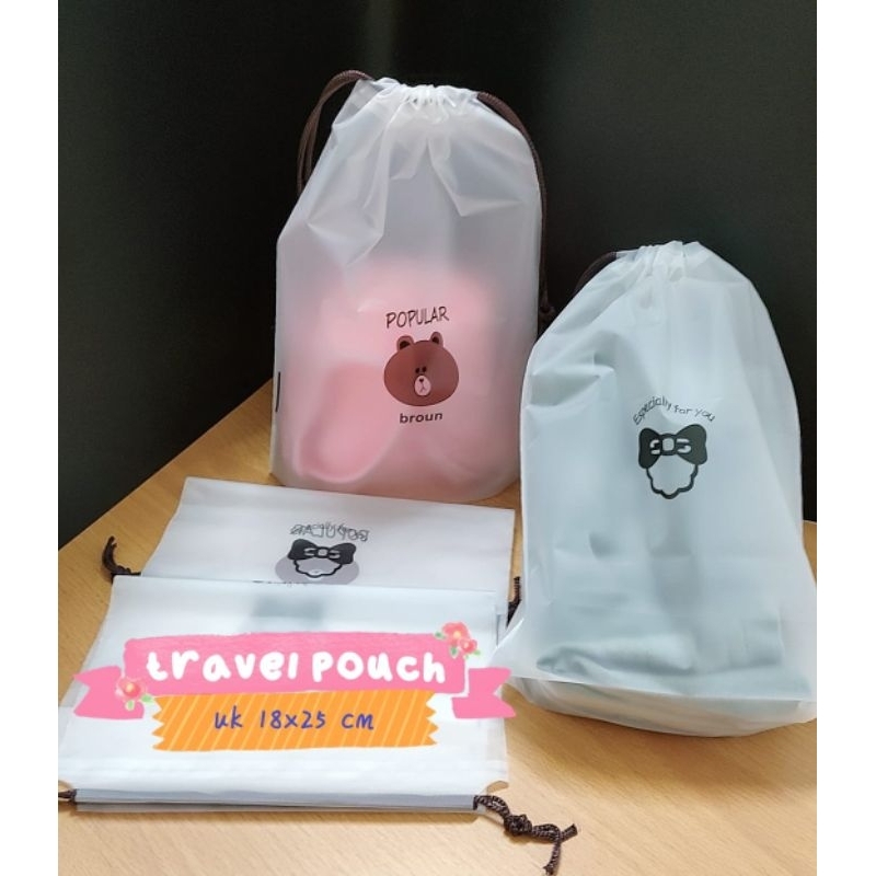 Tas kosmetik Transparan Pouch kosmetik brow nakeup wanita size18*25cm