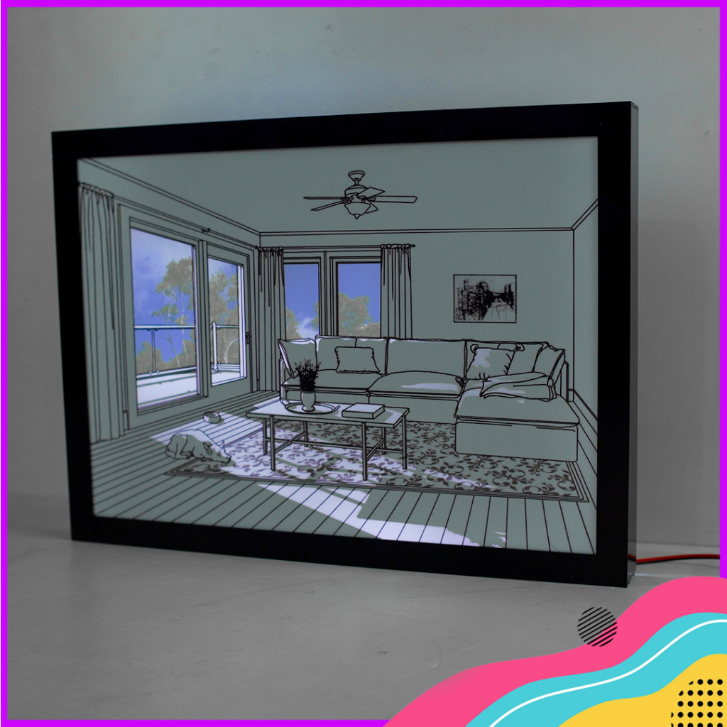 Lukisan Nyala Frame Light Art Bisa Custom Gambar