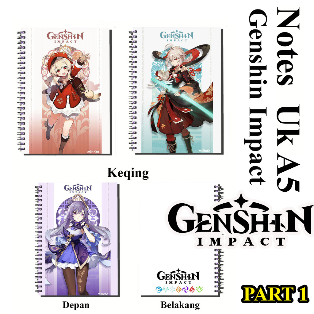 

jurnal / note book / buku catatan / anime game genshin impact uk a5 full colour jilid spiral murah part 1