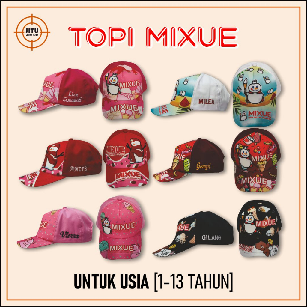 Topi Anak Mixue Gratiss Bordir Nama