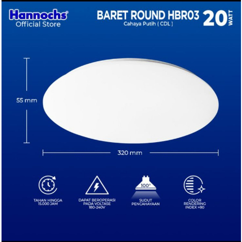 Lampu Baret Hanochs / Lampu Plafon Hannochs LED Baret Round HBR03 20W