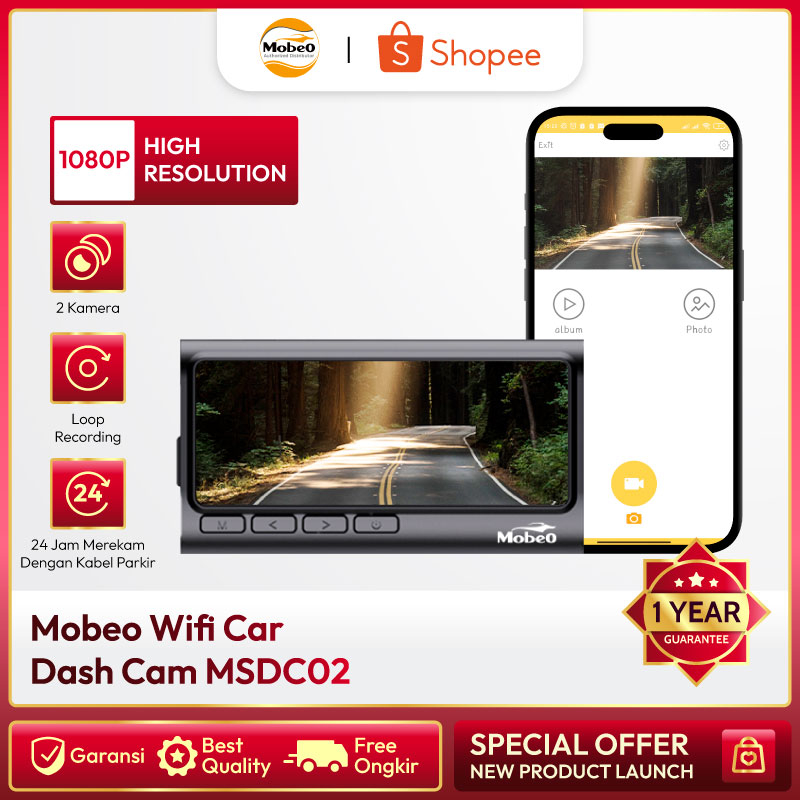 (BERGARANSI Mobeo Wifi Dash Cam MSDC02 (Front and Rear Camera)