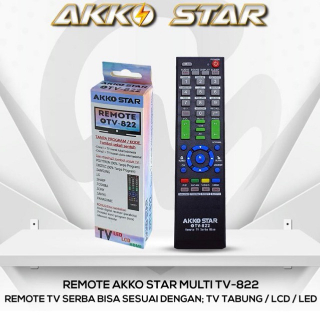 REMOTE TV SERBA BISA LCD LED TABUNG BERBAGAI MERK TANPA PROGRAM LANGSUNG PAKAI AKKOSTAR