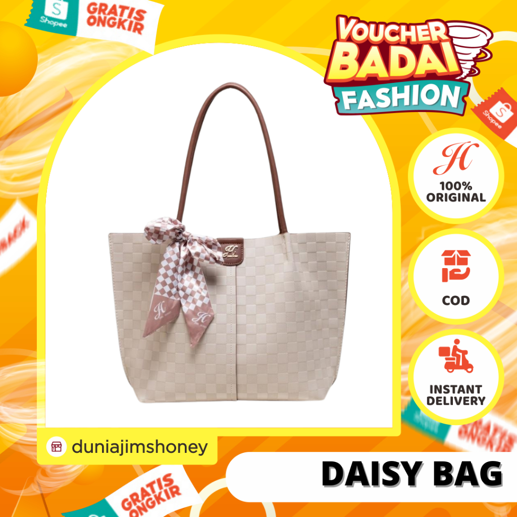 Jims Honey Daisy Bag Totebag Tas Kerja Wanita Free Scarf