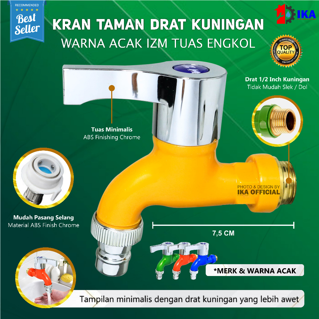 Kran Air Plastik 1/2&quot; Drat Kuningan Keran Taman 1/2 Inch Engkol Keran Air Plastik Taman Drat Kuningan Kran Tembok Mesin Cuci 1/2 Inch Warna Warni
