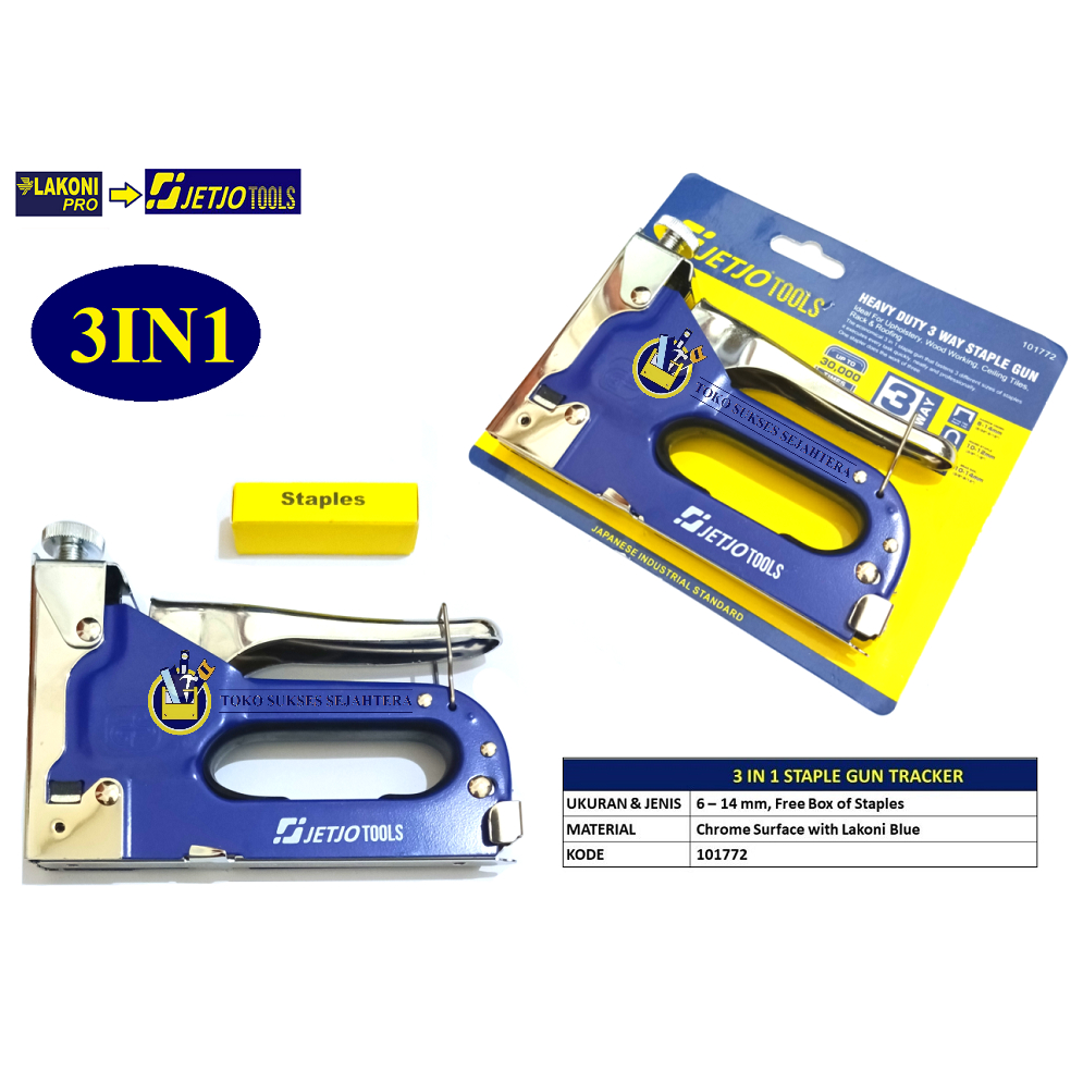 JETJO TOOLS Staples 6-14mm Staples Gun Tacker 3 In 1 / Staple Jok Tembak Hekter 3 Way /Sataple Gun Heavy Duty 6-14mm LAKONI PRO