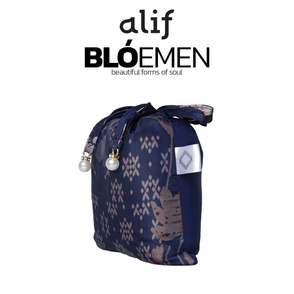 ALIF MUKENA MINI MOTIF PARASUT PREMIUM KOREA TRAVEL - ZINNIA IN BLUE PANSY ( MKN-205 )