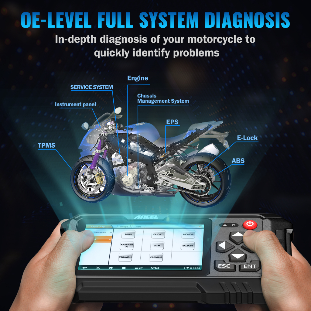 ANCEL MT500 Professional Motorcycle Obd2 Scanner Motorcycle Scanner Motorcycle Diagnosis Odb2 Motorcycle Diagnostic Tool OBDII Motorcycle Diagnostic Scanner Motor Scanner