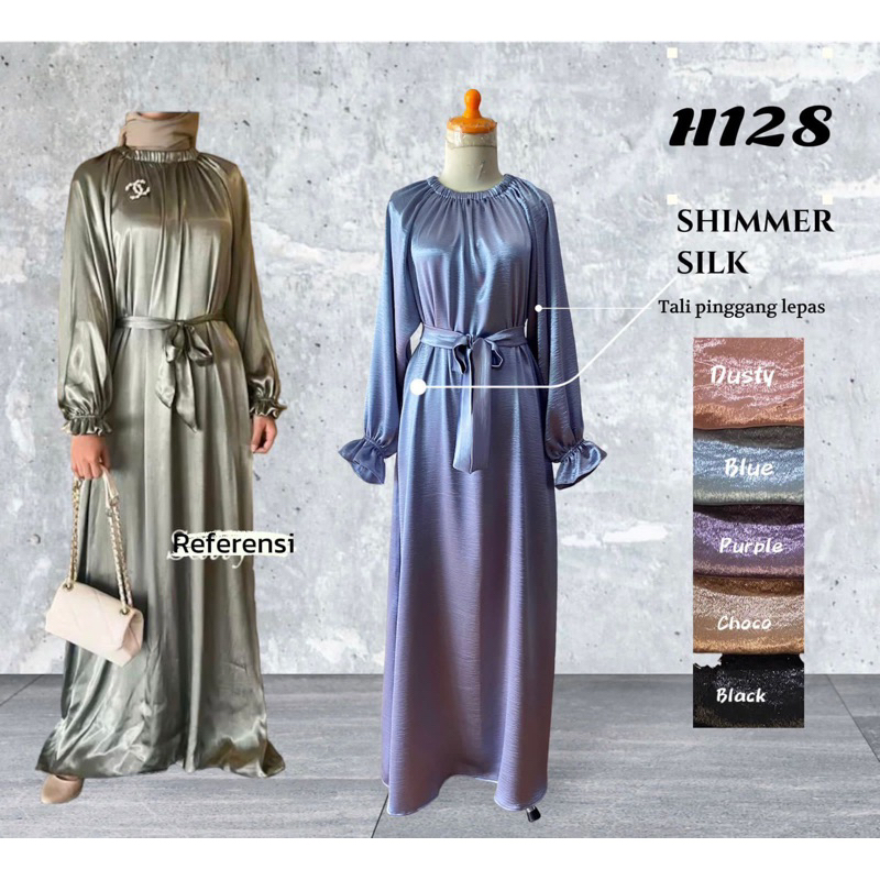 Micel gamis shimmer silk dress pesta kondangan simple mewah
