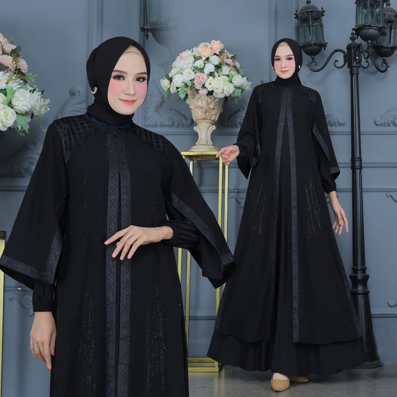 GAMIS ABAYA TURKEY BORDIR PAYET LENGAN CAPE VIVIAN