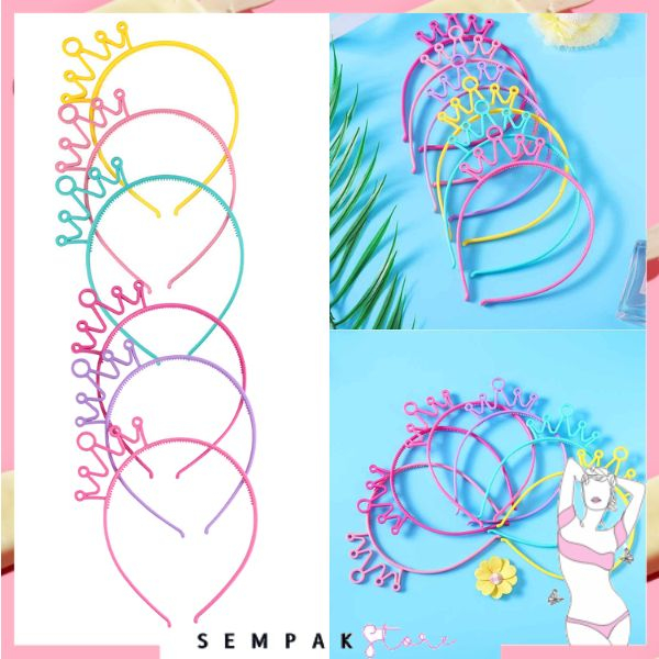 SS Bando Korea Lucu Desain Mahkota Bahan Plastik Anti Slip Gaya Korea Headband Crown Warna Warni Bandana Glossy Aksesories Rambut Wanita Murah