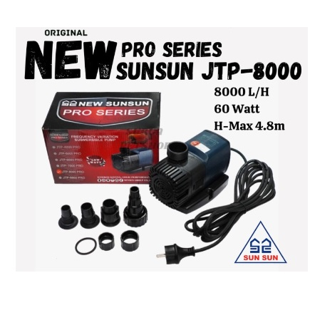 NEW SUNSUN PRO JTP8000/JTP 8000 Pompa/Pumpa Celup Kolam Ikan Low Watt ORIGINAL