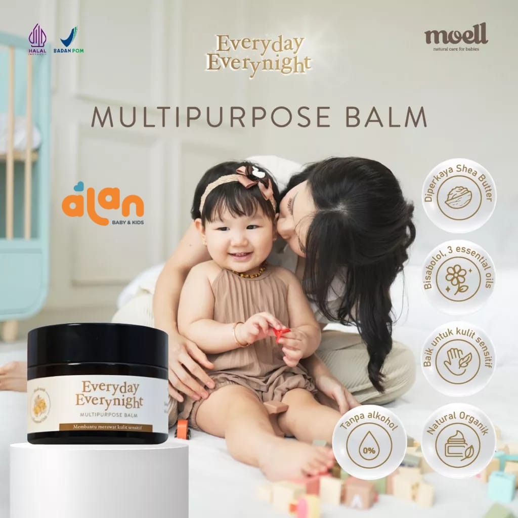 Moell Everyday Everynight - Multipurpose Balm 30g / Cream Pelembab Bayi - Natural Organic