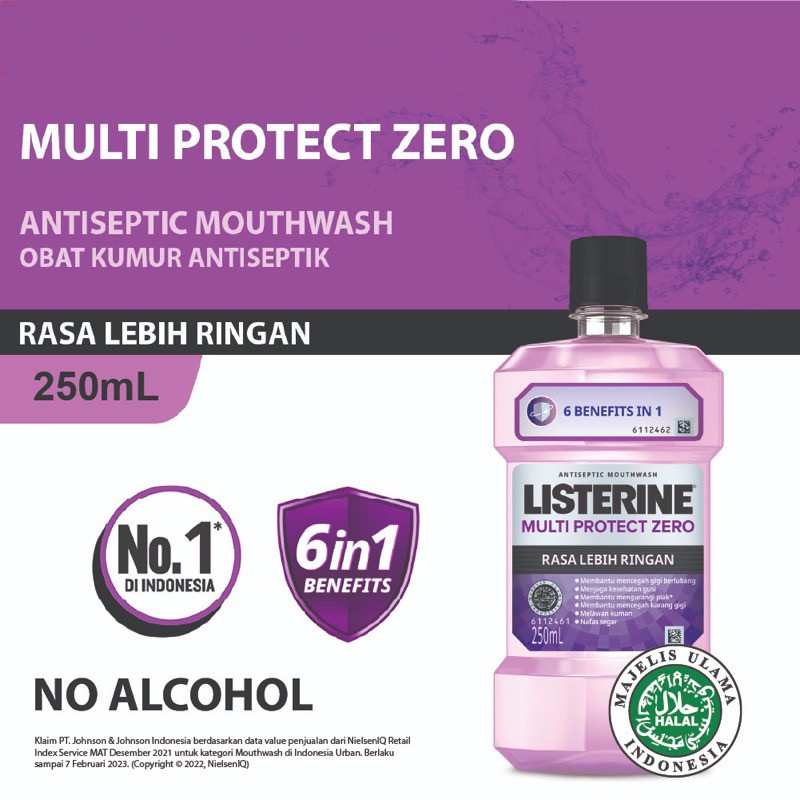 LISTERINE Mouthwash Obat Kumur Antiseptik No Alcohol