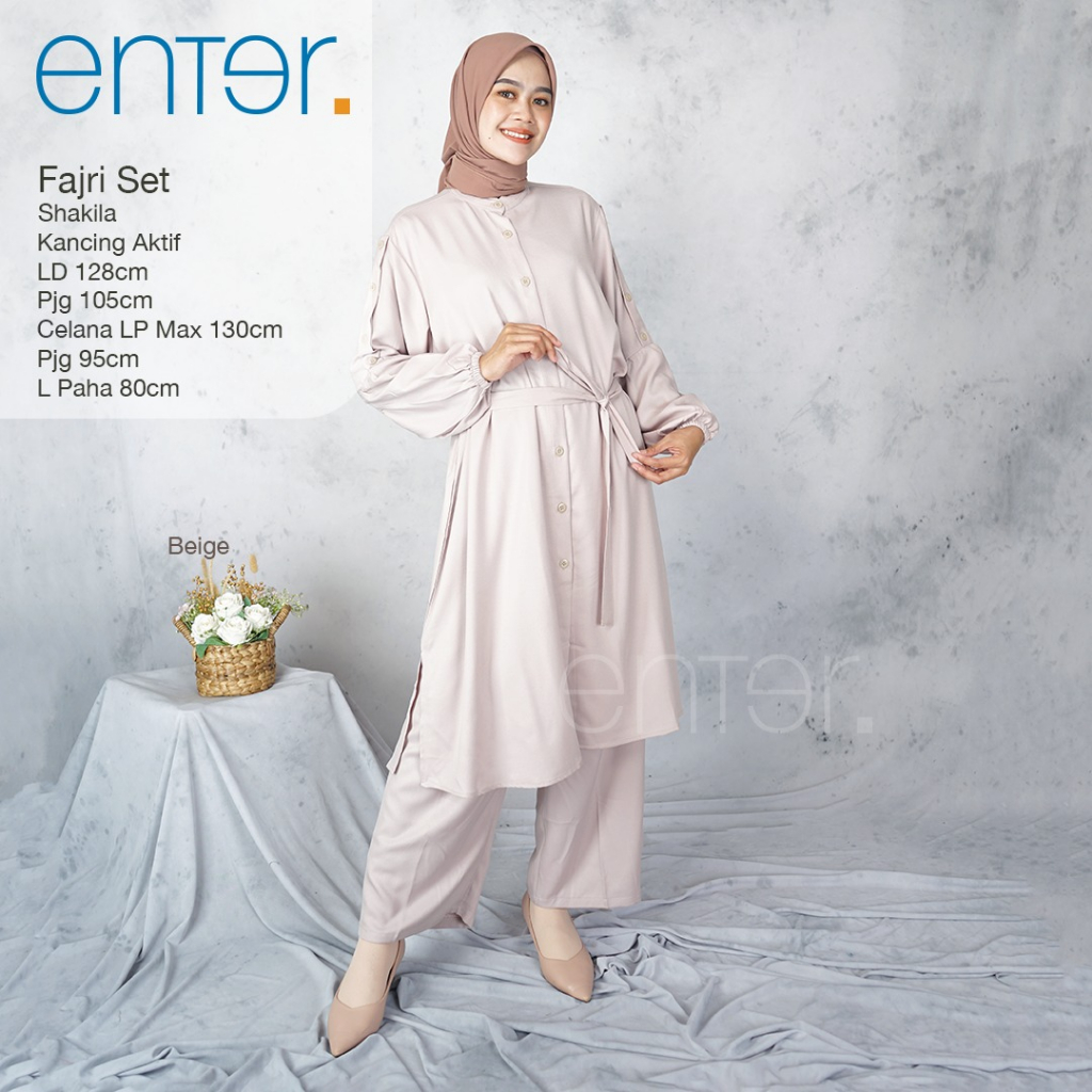 Fajri One Set Setelan Shakilla Kancing Aktif Jumbo Muslim Original Produk By Enter