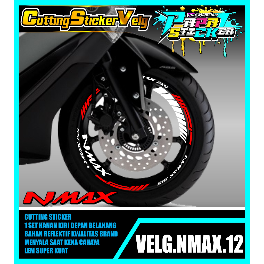 STIKER VELG NMAX CUTTING STICKER VELG CUTTING VARIASI NMAX  LIS BAN/VELG 12