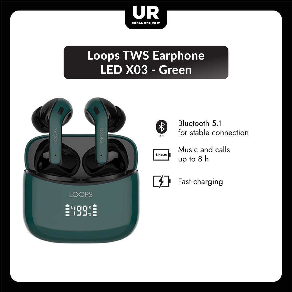 Loops TWS Earphone LED X03 - Green