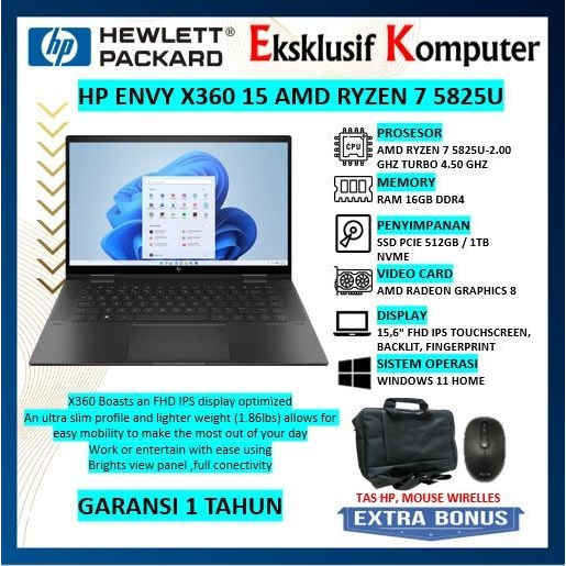 LAPTOP HP ENVY HYBRID X360 15 AMD RYZEN 7 5825U