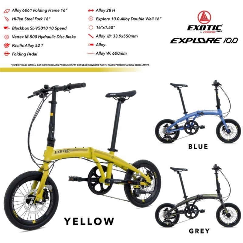SEPEDA LIPAT/FOLDING EXOTIC EXPLORE 10.0 ALLOY HYDRAULIC UK 16