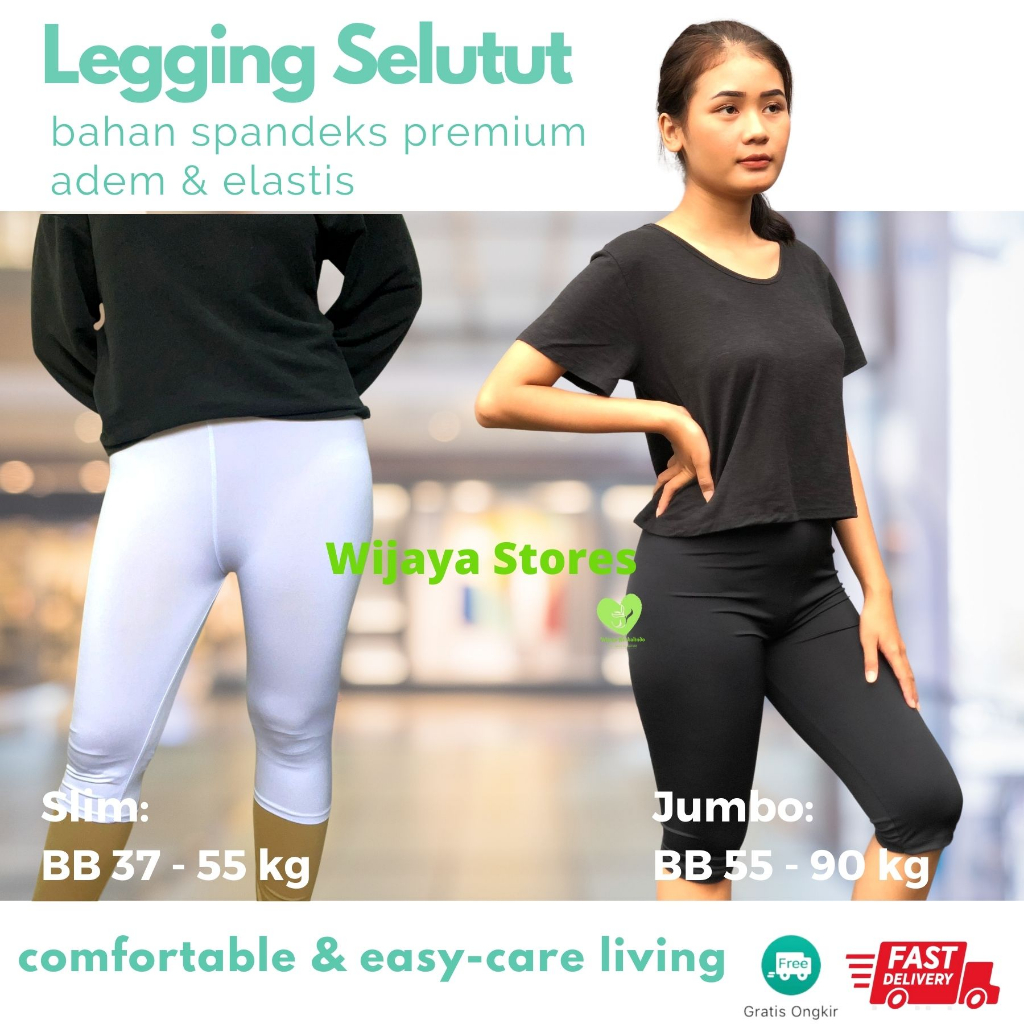 [Outfits] Celana Leging 3/4 - Celana Selutut Wanita - Slim &amp; Jumbo  - Celana Setrit Wanita - Leging Selutut Wanita Sot