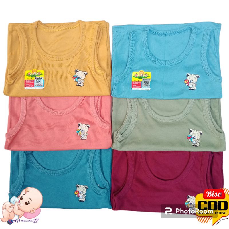 SAMLEO 6PC Kaos Bayi Lengan Kutung Polos Ukuran S M L XL SNI HIGHT QUALITY