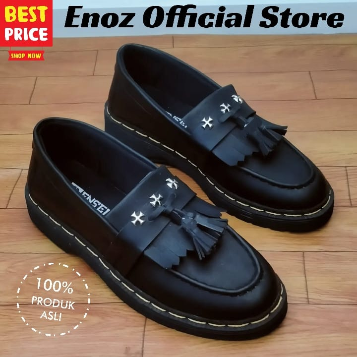 Sepatu Formal Pria Docmart Loafer Vintage Punk Retro Independent Loafers Pantofel Slip On Kerja Hitam Original