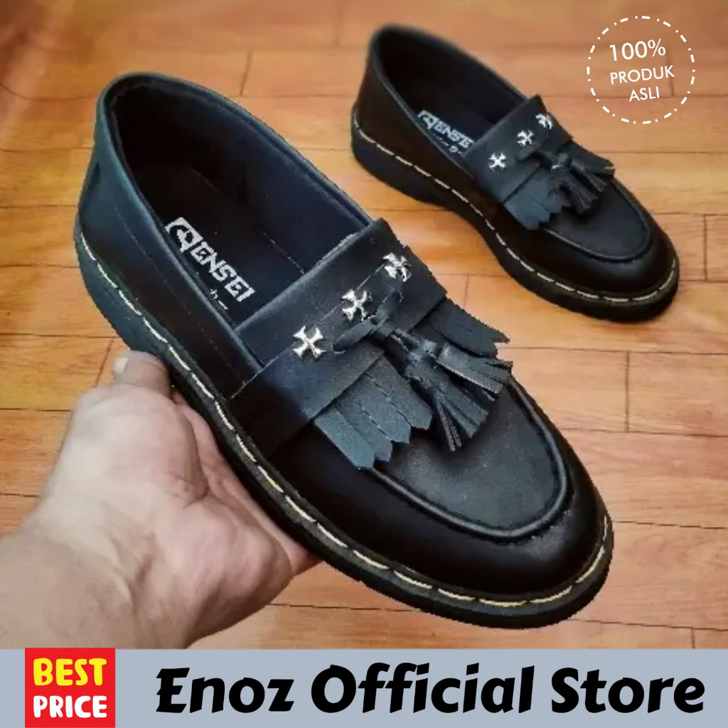 Sepatu Formal Pria Docmart Loafer Vintage Punk Retro Independent Loafers Pantofel Slip On Kerja Hitam Original