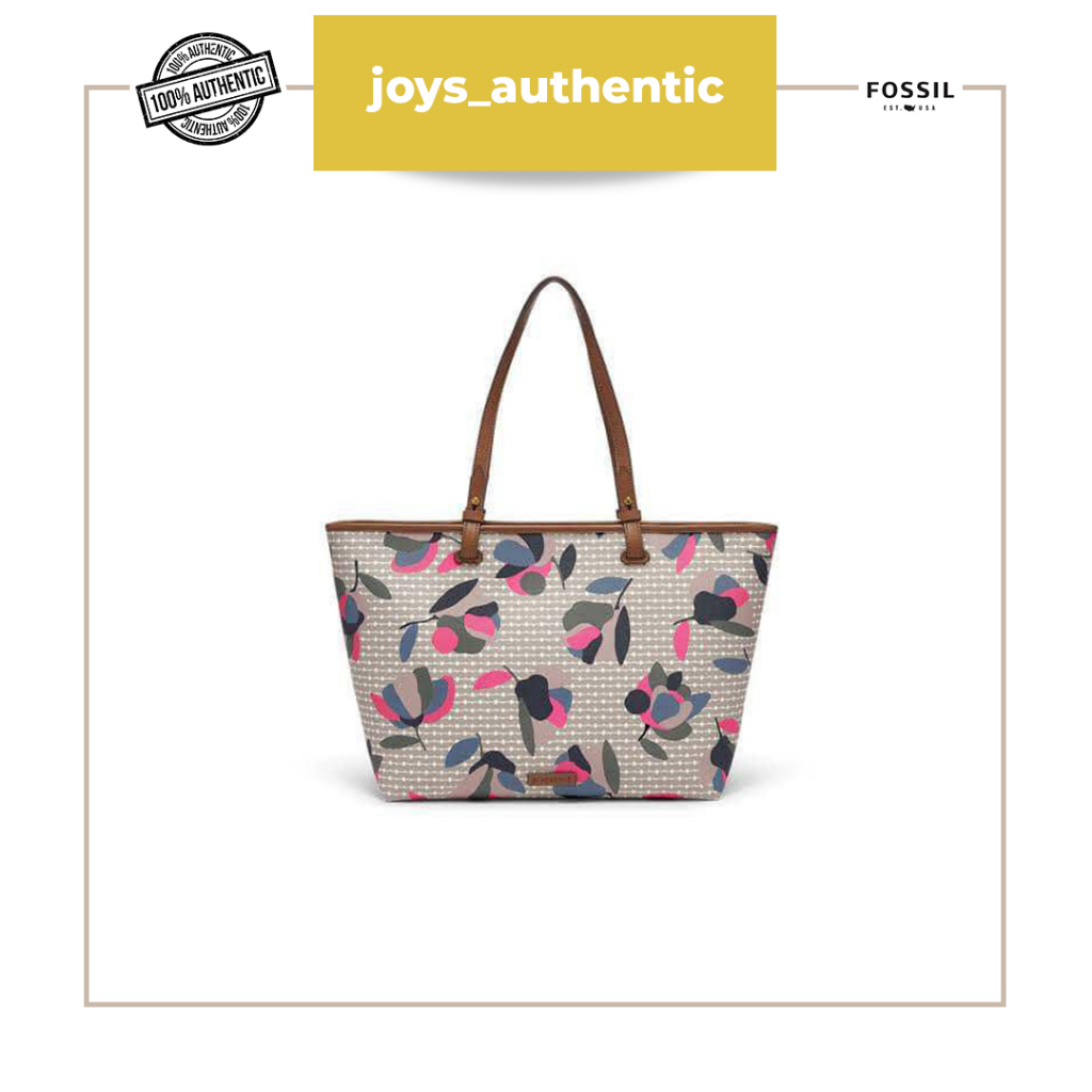 Tas Wanita Fossil Rachel Shopper Tote Floral Multi Putih White Woman Bag Authentic Original
