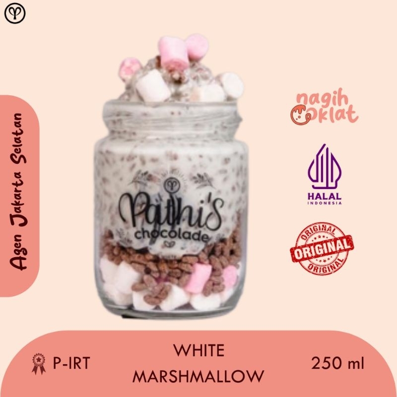

Pathis Chocolade White Marshmallow (Cemilan cokelat lumer - Choco crunchy in jar) - @nagihcoklat